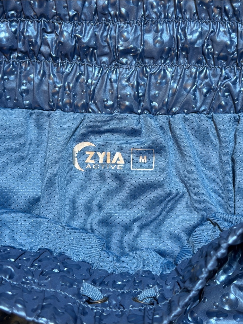 Zyia Active Blue Steel Bubbles Hi-Rise Bomber Shorts Water resistant size M - Picture 2 of 12